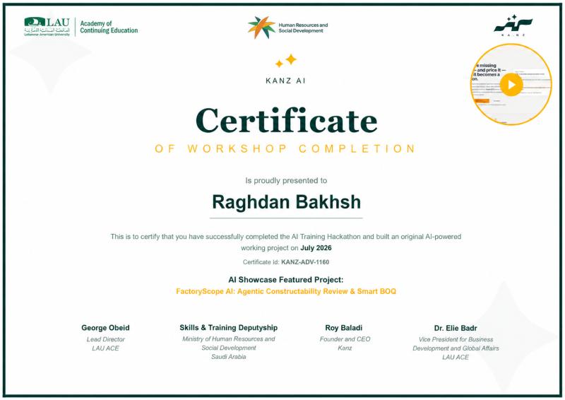 Certificate: AI Training Hackathon — Workshop Completion