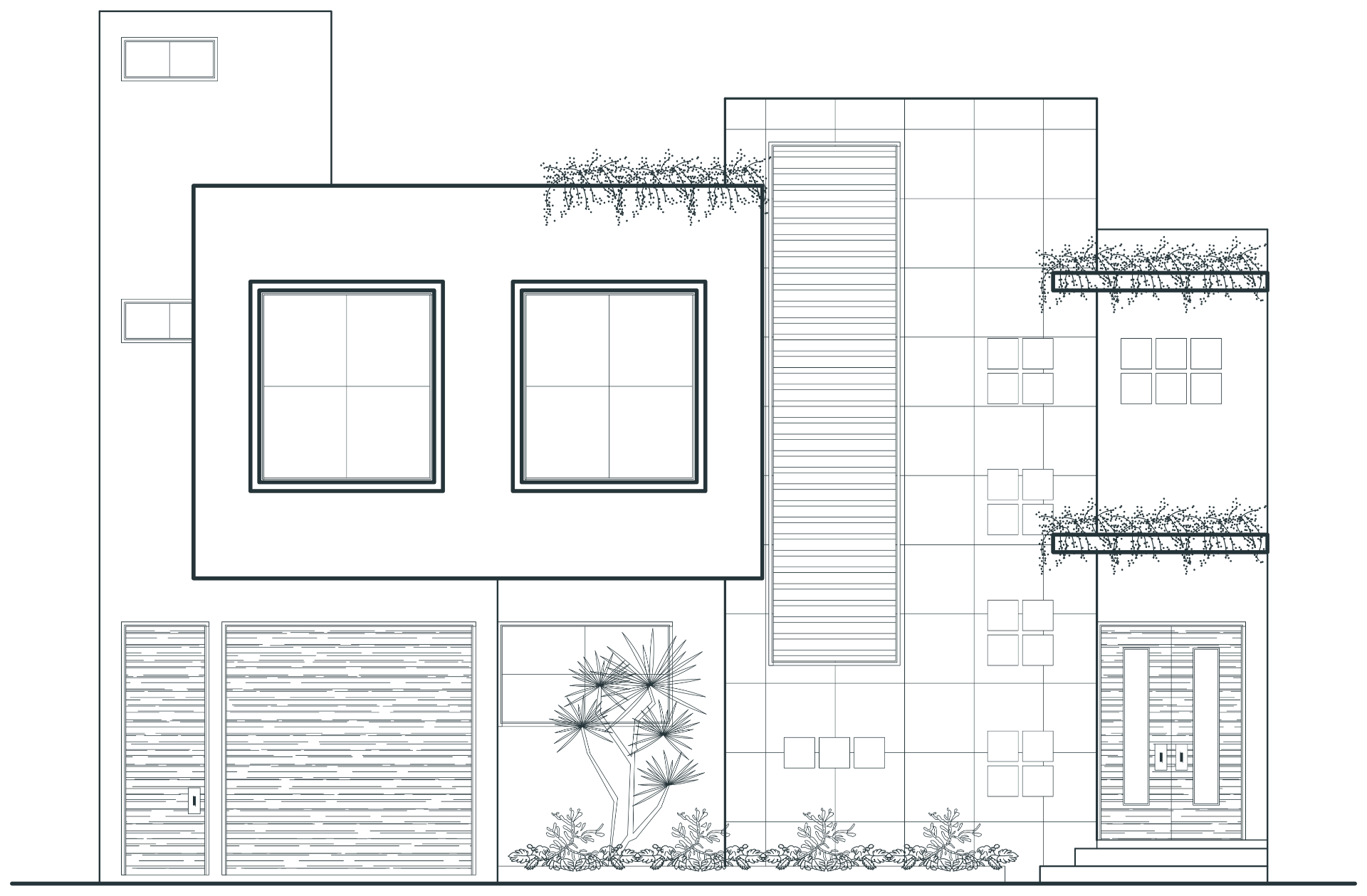 Front elevation — line drawing