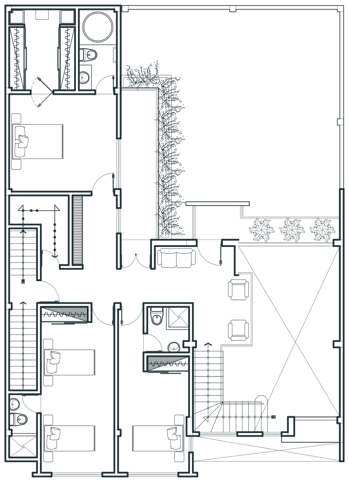 Upper floor plan — bedrooms & circulation