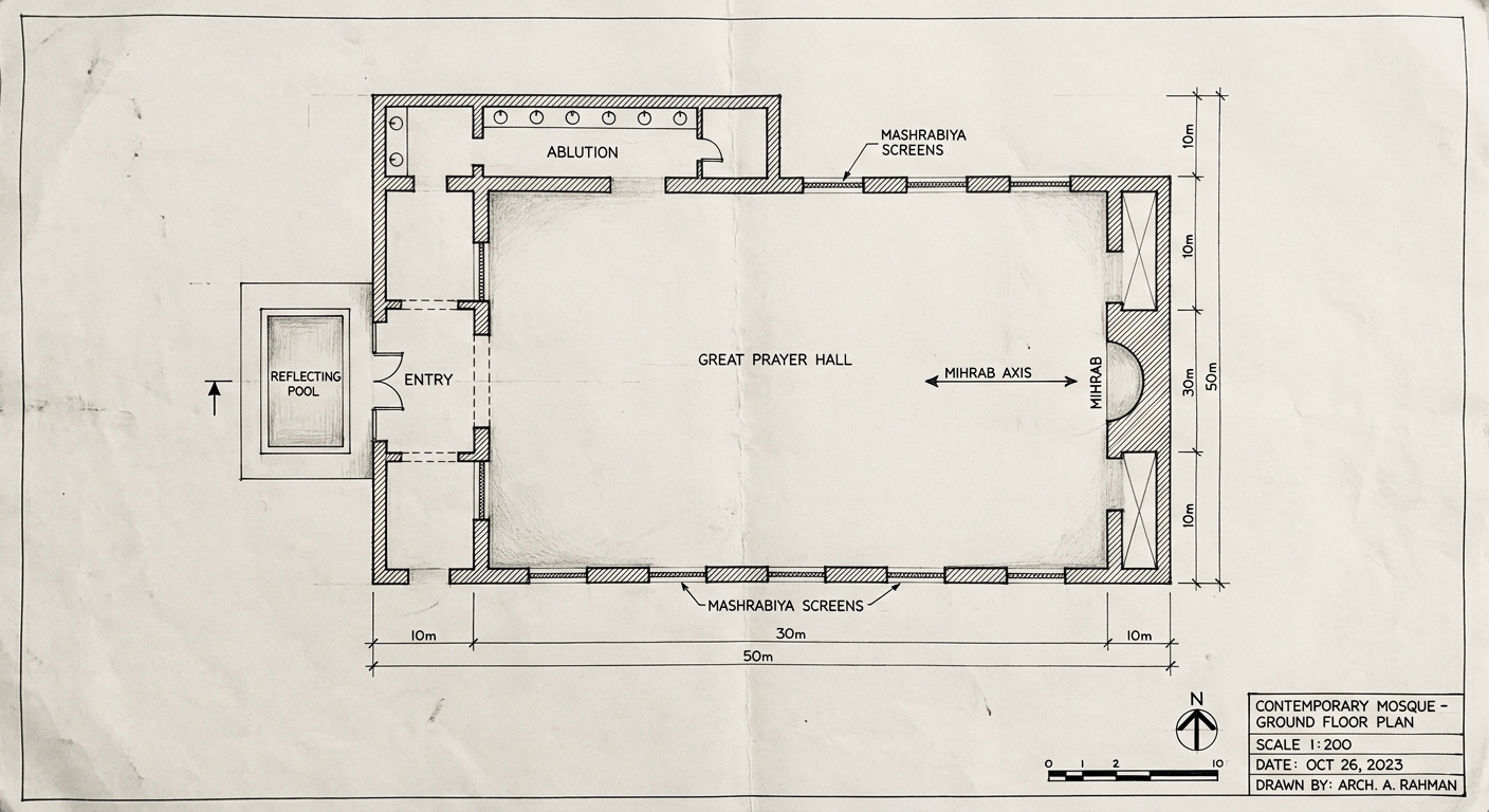 Contemporary Mosque — Light & Mass — 02-ground-plan