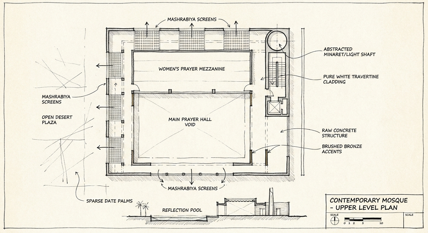 Contemporary Mosque — Light & Mass — 03-upper-plan
