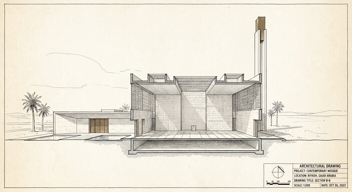 Contemporary Mosque — Light & Mass — 05-section-bb