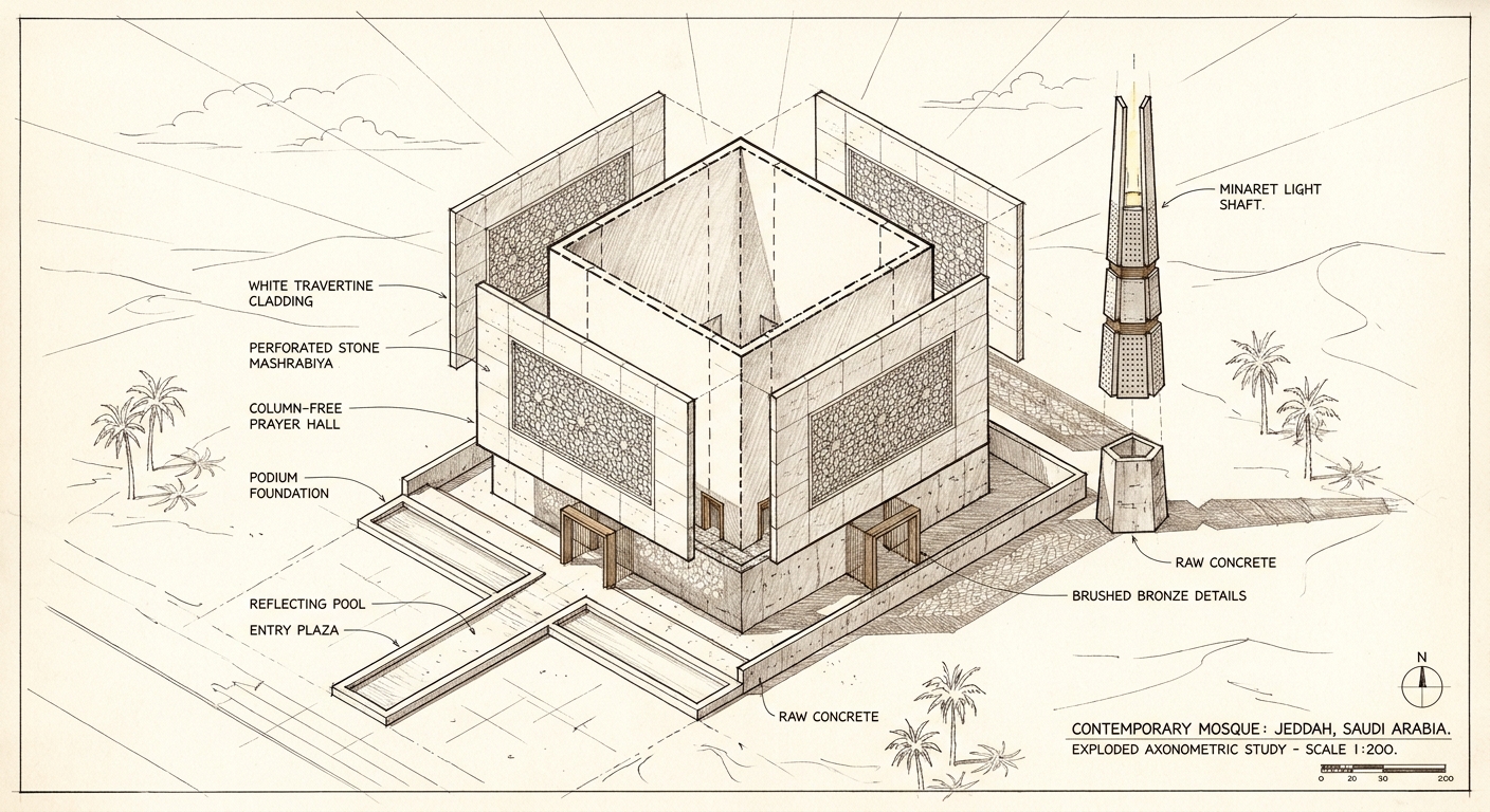 Contemporary Mosque — Light & Mass — 08-axonometric