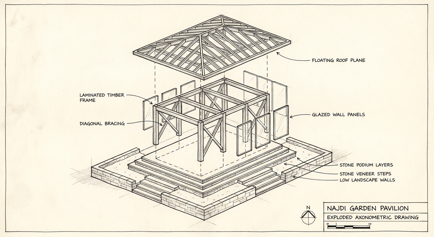 Timber Pavilion — Garden Retreat — 08-axonometric