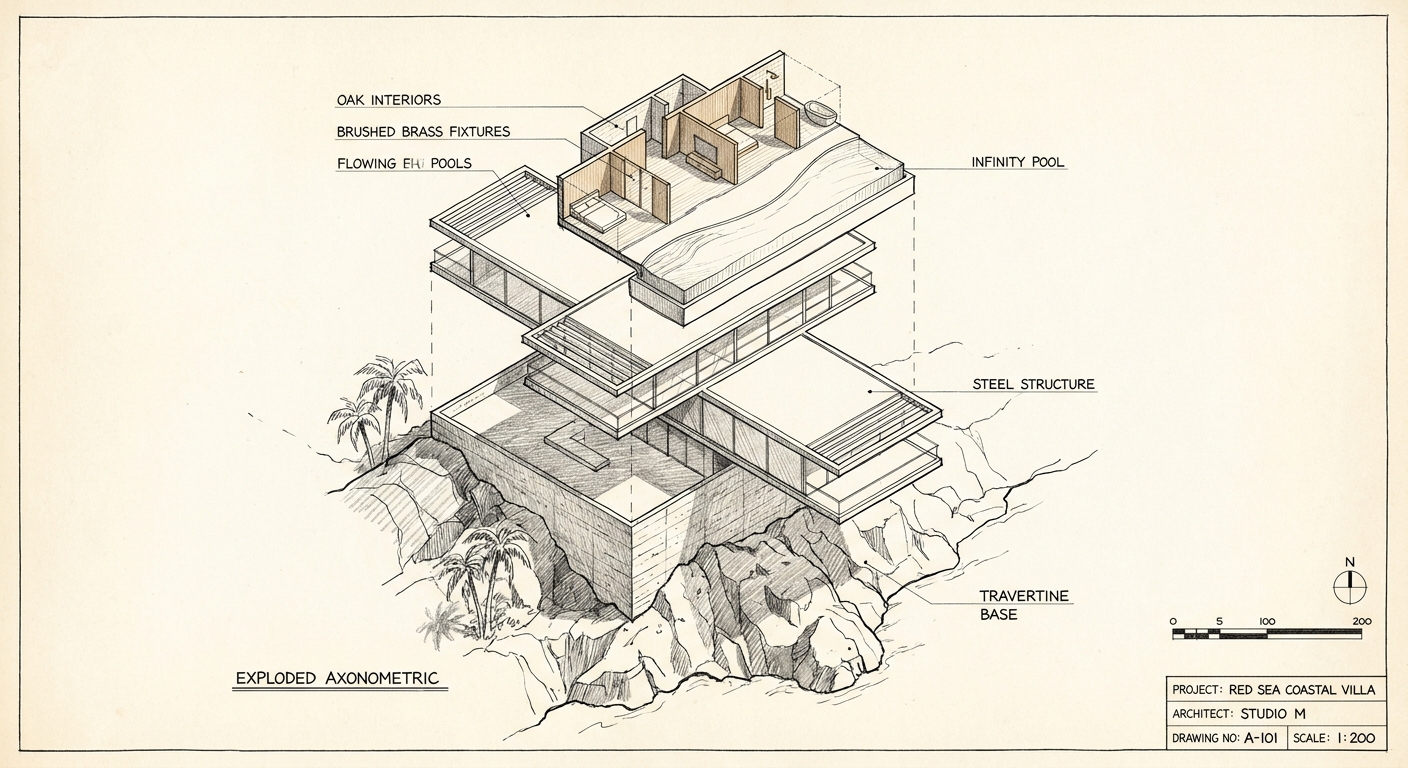 Coastal Villa — Red Sea Edge — 08-axonometric