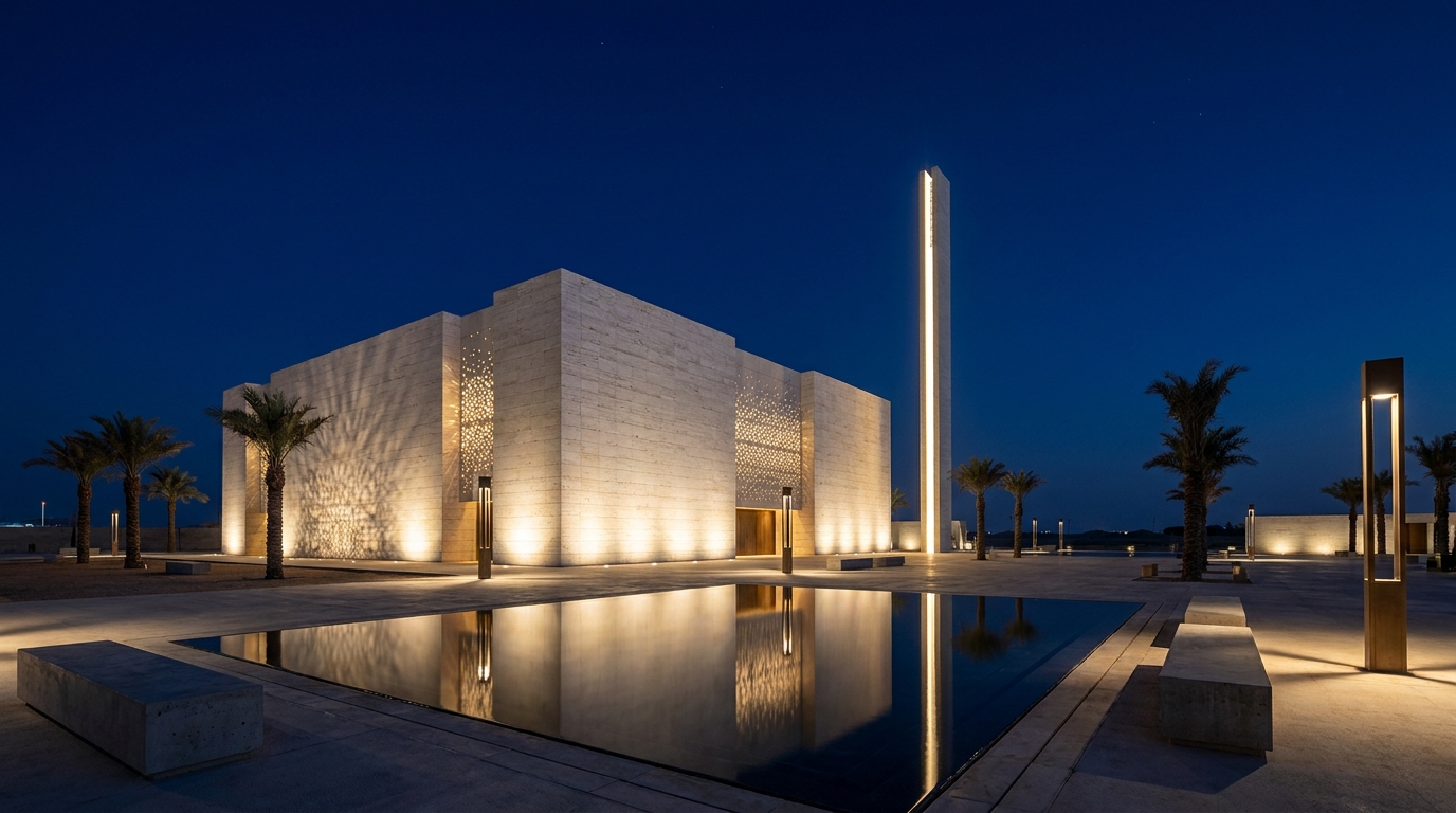 Contemporary Mosque — Light & Mass — 01-night