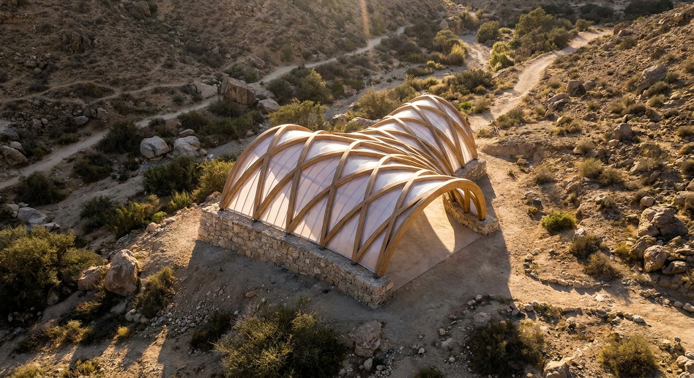 Timber Pavilion — Garden Retreat — 03-aerial