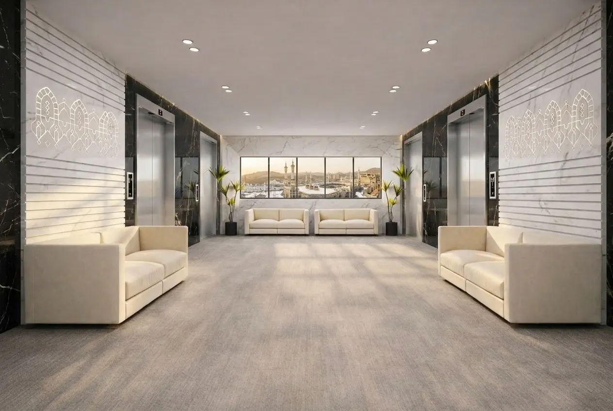 Elevator lobby with view