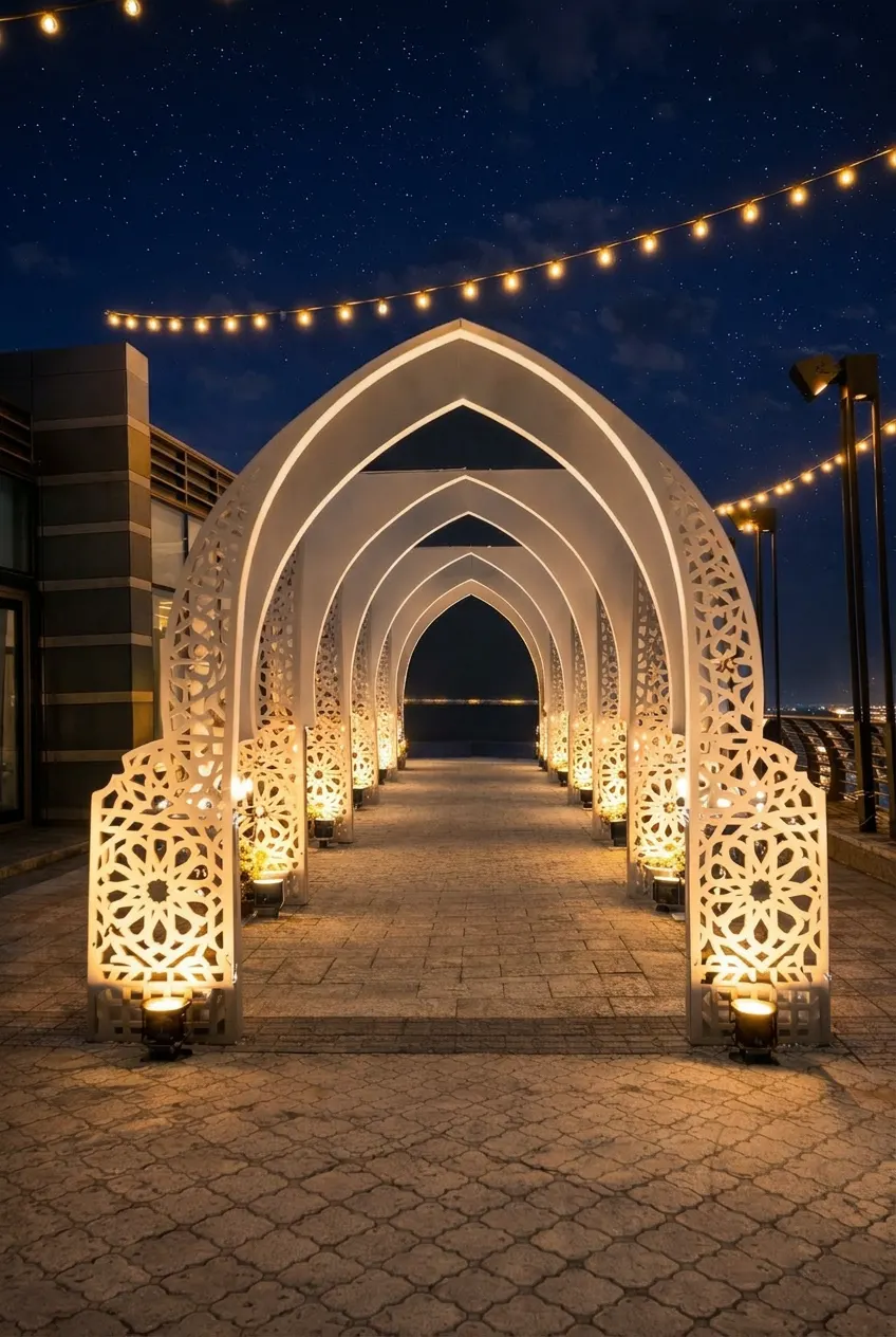 Mashrabiya Arches — Night Promenade