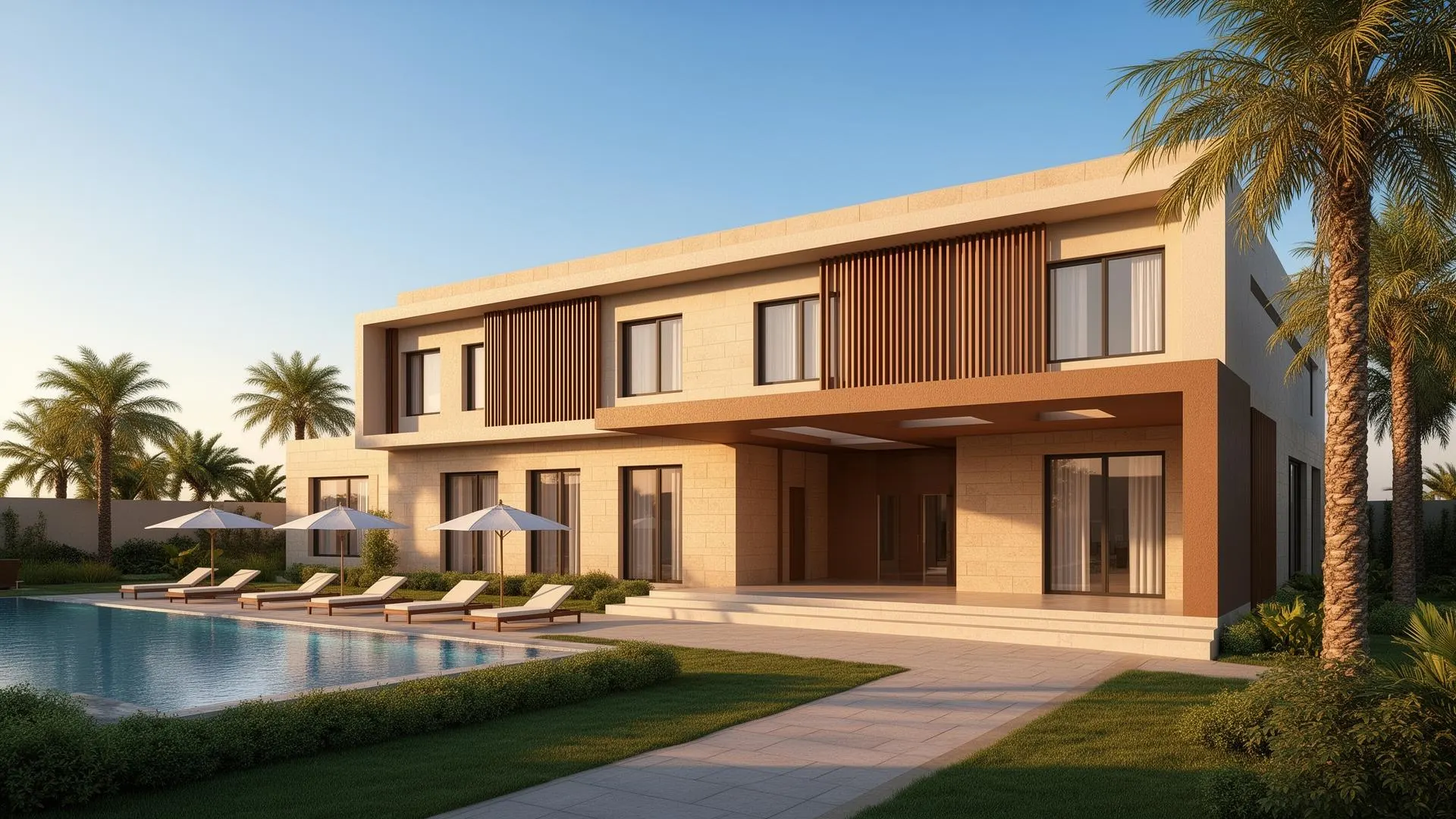Villa exterior — daytime render