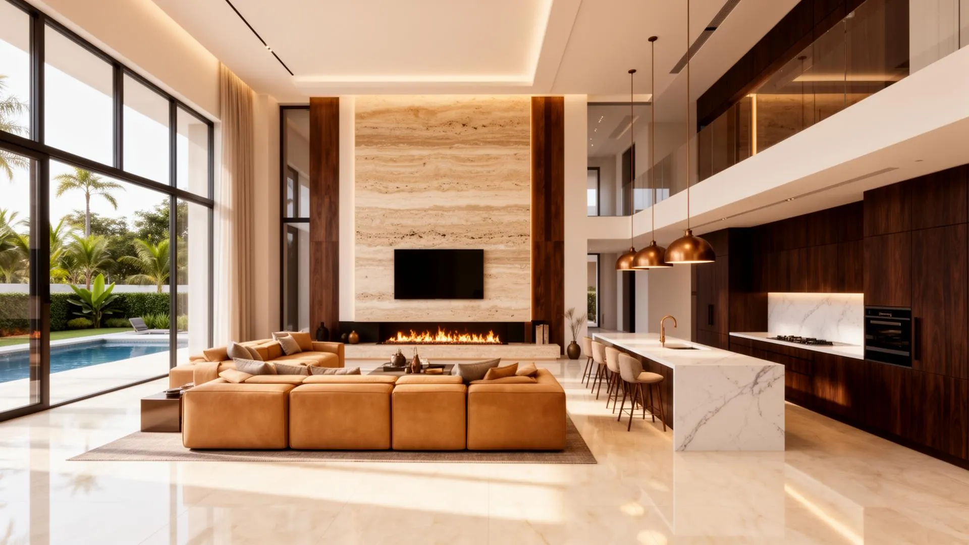 Living & open kitchen